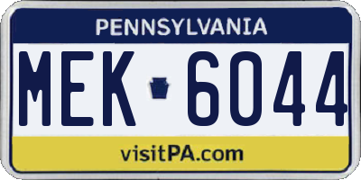 PA license plate MEK6044