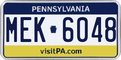 PA license plate MEK6048