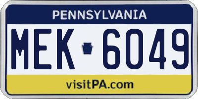 PA license plate MEK6049