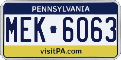 PA license plate MEK6063