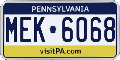 PA license plate MEK6068