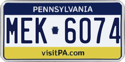 PA license plate MEK6074