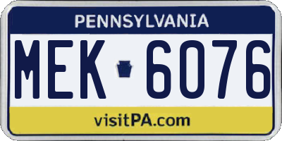 PA license plate MEK6076