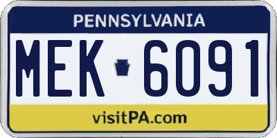 PA license plate MEK6091