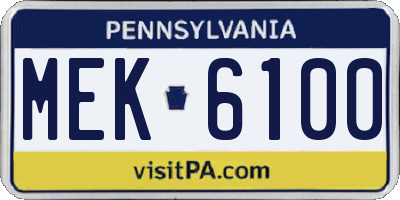 PA license plate MEK6100