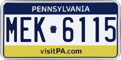 PA license plate MEK6115