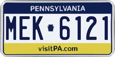 PA license plate MEK6121