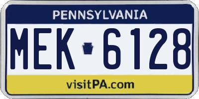 PA license plate MEK6128