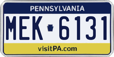PA license plate MEK6131