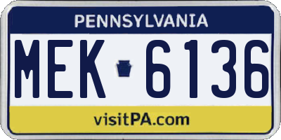 PA license plate MEK6136