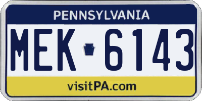 PA license plate MEK6143