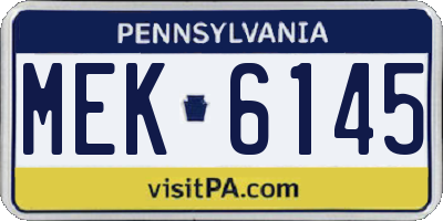 PA license plate MEK6145