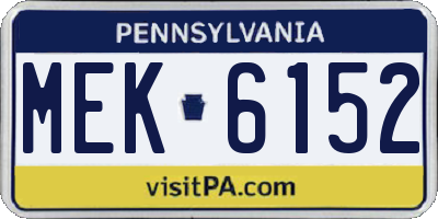 PA license plate MEK6152