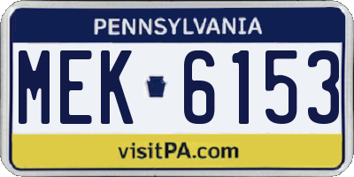 PA license plate MEK6153