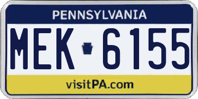 PA license plate MEK6155