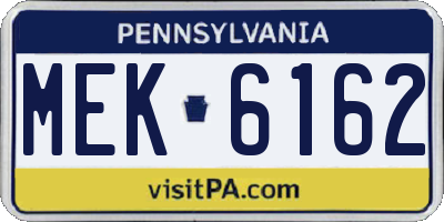 PA license plate MEK6162