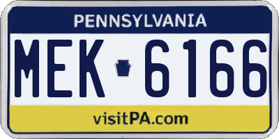 PA license plate MEK6166