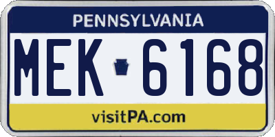 PA license plate MEK6168