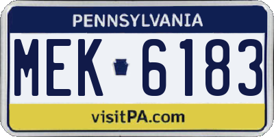 PA license plate MEK6183