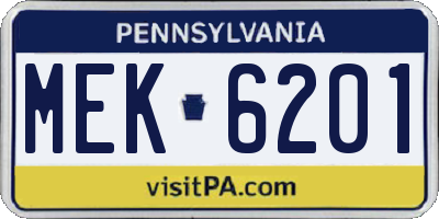 PA license plate MEK6201