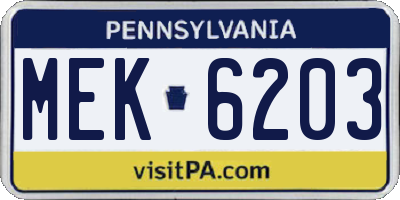 PA license plate MEK6203