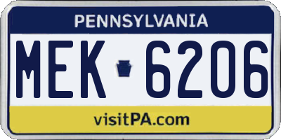 PA license plate MEK6206