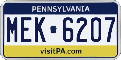 PA license plate MEK6207