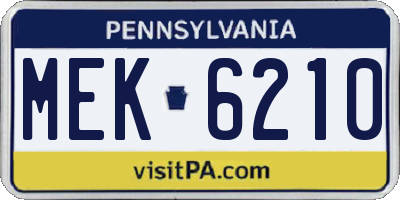 PA license plate MEK6210