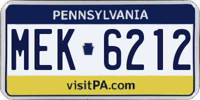 PA license plate MEK6212