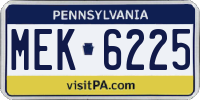 PA license plate MEK6225