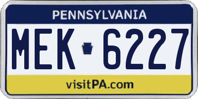 PA license plate MEK6227