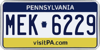 PA license plate MEK6229