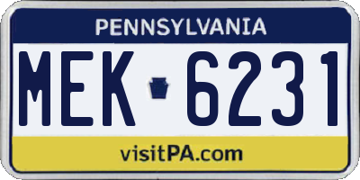 PA license plate MEK6231