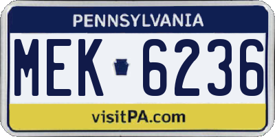 PA license plate MEK6236