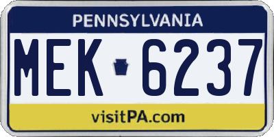 PA license plate MEK6237