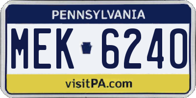 PA license plate MEK6240