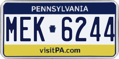 PA license plate MEK6244