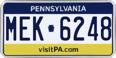 PA license plate MEK6248