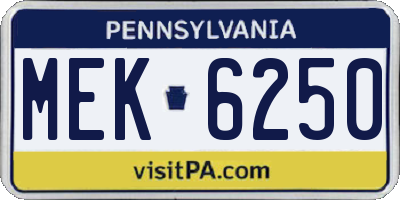 PA license plate MEK6250
