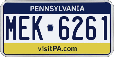 PA license plate MEK6261