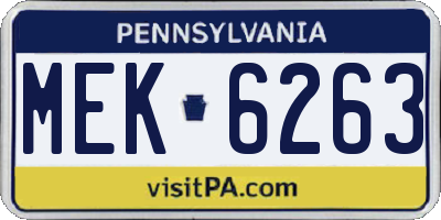 PA license plate MEK6263