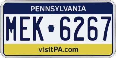 PA license plate MEK6267