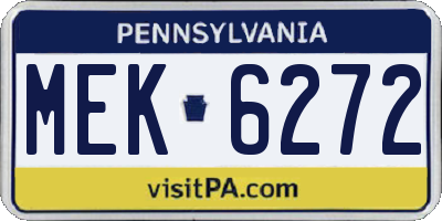 PA license plate MEK6272