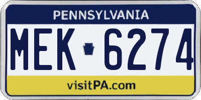 PA license plate MEK6274