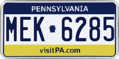 PA license plate MEK6285