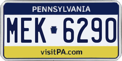 PA license plate MEK6290