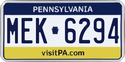 PA license plate MEK6294