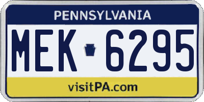 PA license plate MEK6295