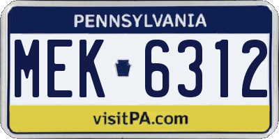 PA license plate MEK6312