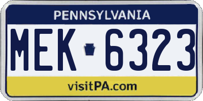 PA license plate MEK6323
